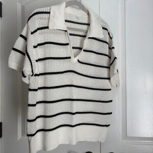 Old Navy Knit Striped Collared Short Sleeve Shirt
